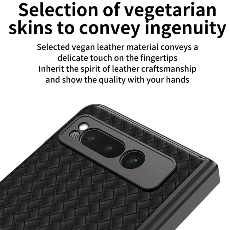 For Google Pixel Fold GKK Integrated Woven Folding Hinge Leather Phone Case with Holder