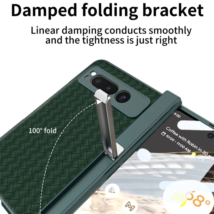 For Google Pixel Fold GKK Integrated Woven Folding Hinge Leather Phone Case with Holder