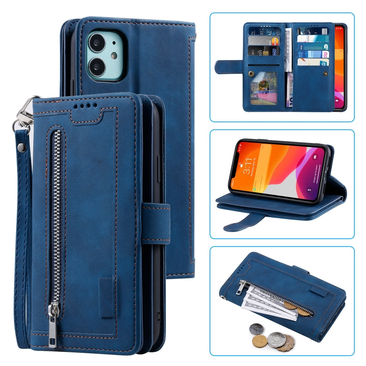 For iPhone 11 Nine Card Zipper Bag Horizontal Flip Leather Case With Holder & Card Slots & Photo Frame & Wallet
