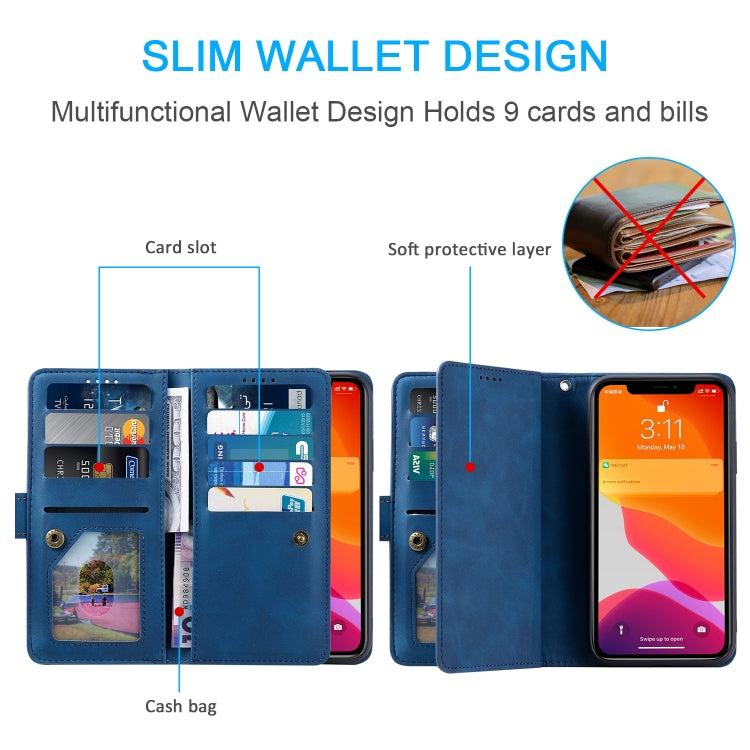 For iPhone 11 Nine Card Zipper Bag Horizontal Flip Leather Case With Holder & Card Slots & Photo Frame & Wallet