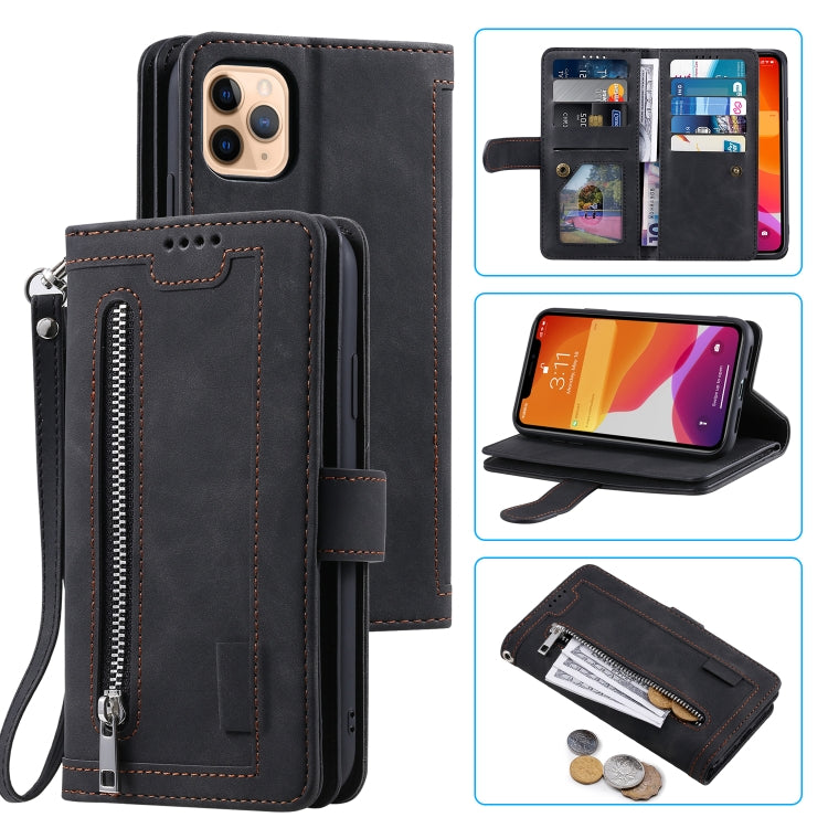 For iPhone 11 Pro Nine Card Zipper Bag Horizontal Flip Leather Case With Holder & Card Slots & Photo Frame & Wallet