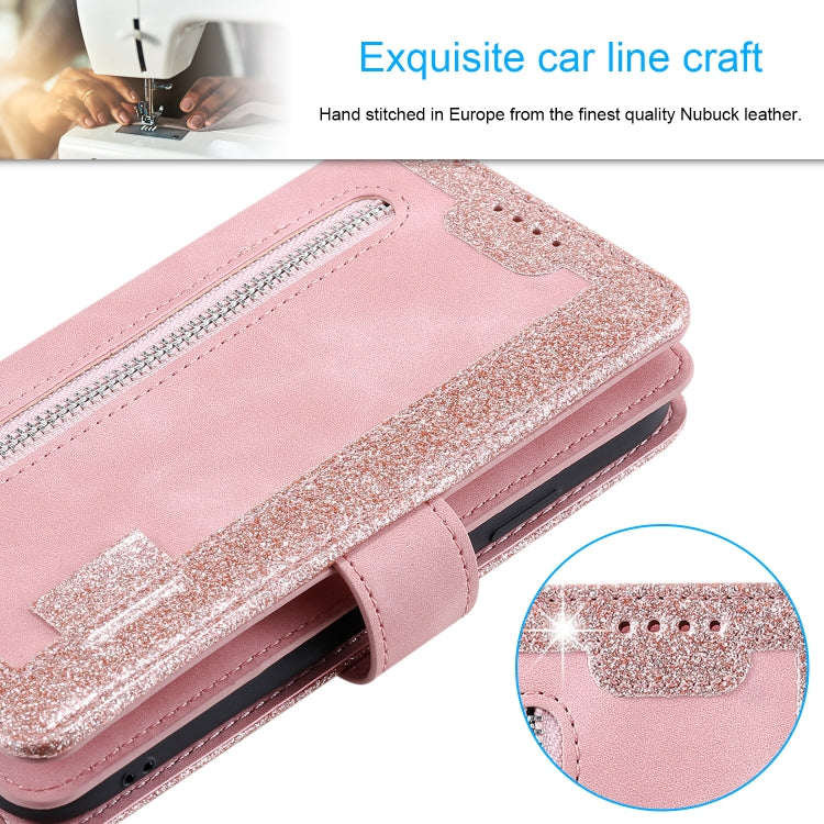 For iPhone 11 Pro Max Nine Card Zipper Bag Horizontal Flip Leather Case With Holder & Card Slots & Photo Frame & Wallet(Pink)