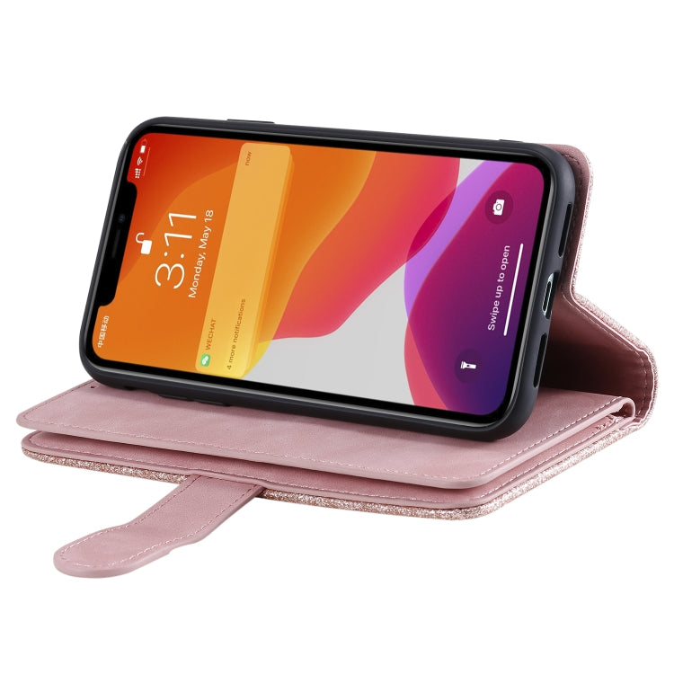 For iPhone 11 Pro Max Nine Card Zipper Bag Horizontal Flip Leather Case With Holder & Card Slots & Photo Frame & Wallet(Pink)