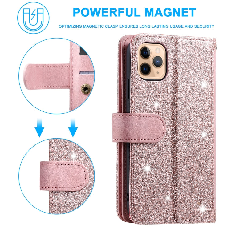 For iPhone 11 Pro Max Nine Card Zipper Bag Horizontal Flip Leather Case With Holder & Card Slots & Photo Frame & Wallet(Pink)