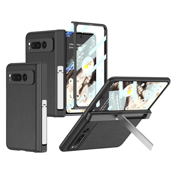 For Google Pixel Fold GKK Integrated Fold Hinge Leather Phone Case with Holder