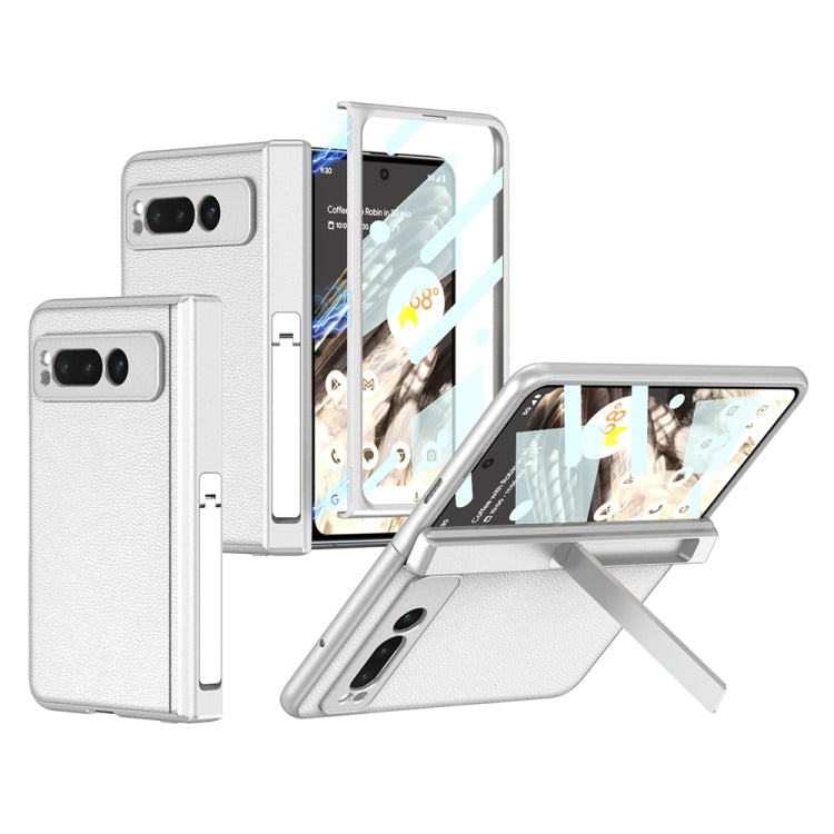 For Google Pixel Fold GKK Integrated Fold Hinge Leather Phone Case with Holder