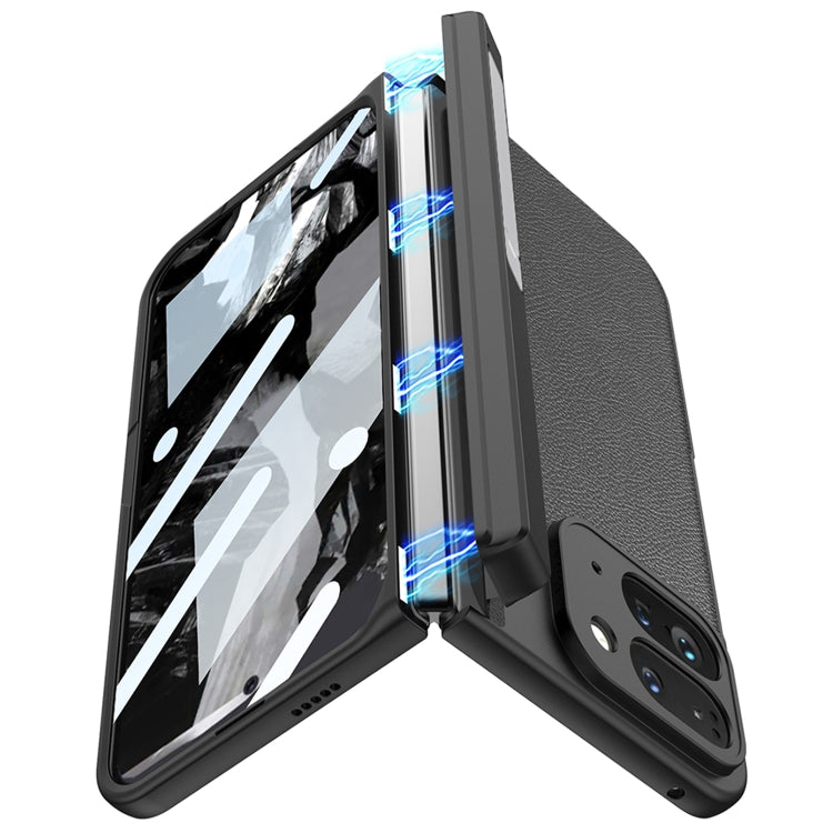 For Google Pixel 9 Pro Fold GKK Integrated Fold Hinge Leather Phone Case with Holder