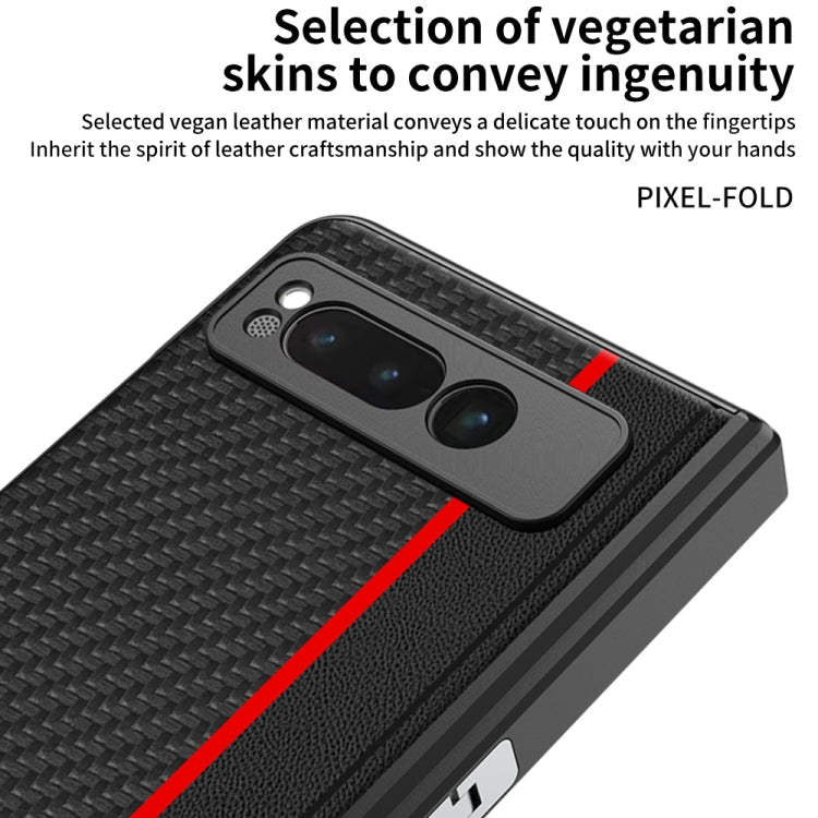 For Google Pixel Fold GKK Integrated Contrast Color Fold Hinge Leather Phone Case with Holder