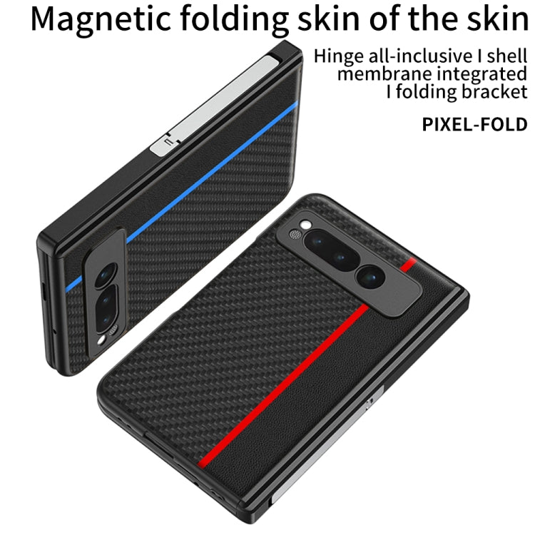 For Google Pixel Fold GKK Integrated Contrast Color Fold Hinge Leather Phone Case with Holder