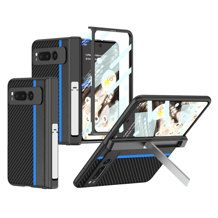 For Google Pixel Fold GKK Integrated Contrast Color Fold Hinge Leather Phone Case with Holder