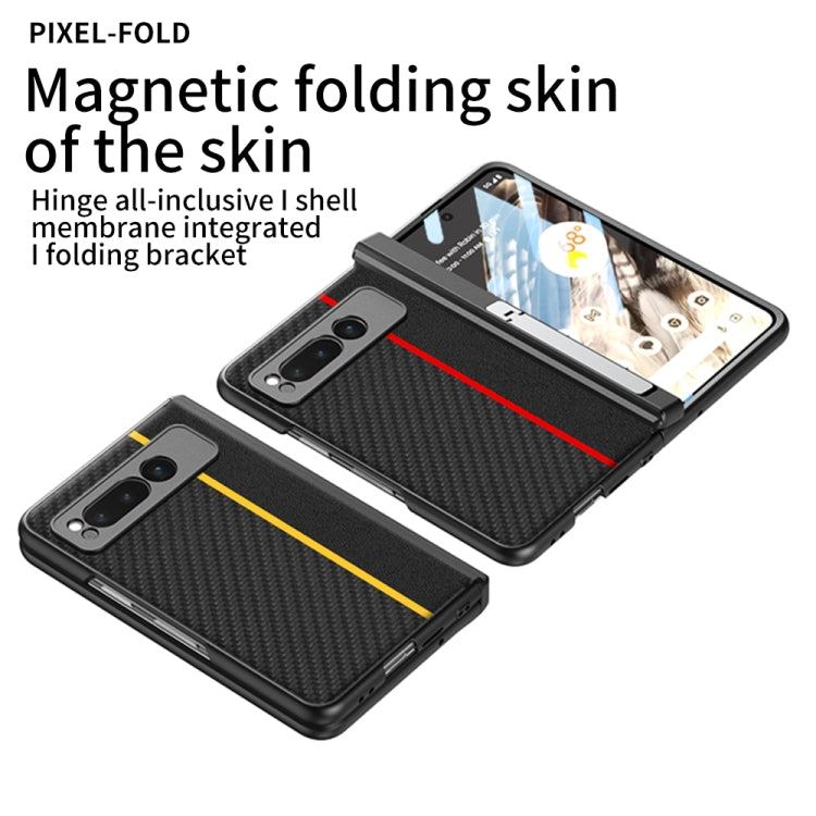 For Google Pixel Fold GKK Integrated Contrast Color Fold Hinge Leather Phone Case with Holder