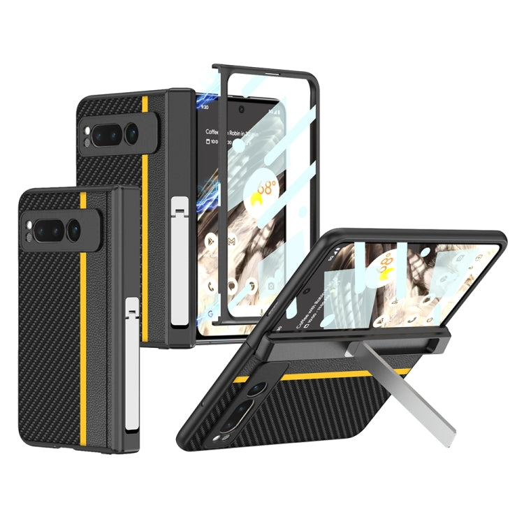 For Google Pixel Fold GKK Integrated Contrast Color Fold Hinge Leather Phone Case with Holder