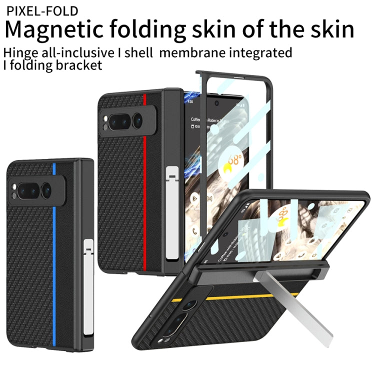 For Google Pixel Fold GKK Integrated Contrast Color Fold Hinge Leather Phone Case with Holder