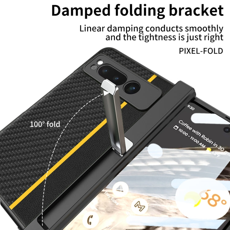 For Google Pixel Fold GKK Integrated Contrast Color Fold Hinge Leather Phone Case with Holder