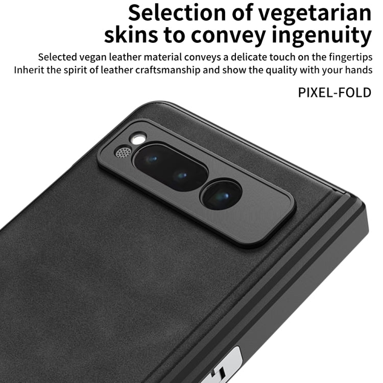 For Google Pixel Fold GKK Integrated Frosted Fold Hinge Leather Phone Case with Holder