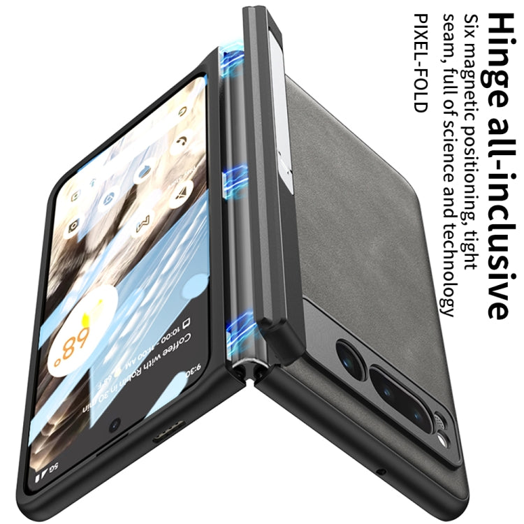 For Google Pixel Fold GKK Integrated Frosted Fold Hinge Leather Phone Case with Holder
