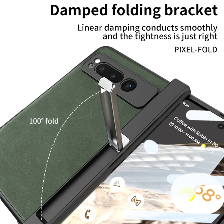 For Google Pixel Fold GKK Integrated Frosted Fold Hinge Leather Phone Case with Holder