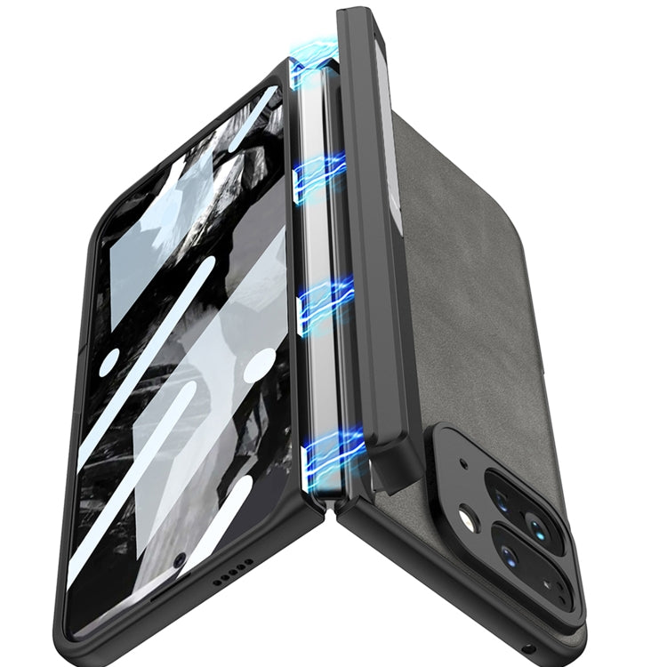 For Google Pixel 9 Pro Fold GKK Integrated Frosted Fold Hinge Leather Phone Case with Holder