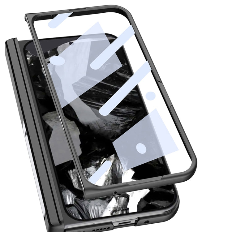 For Google Pixel 9 Pro Fold GKK Integrated Frosted Fold Hinge Leather Phone Case with Holder