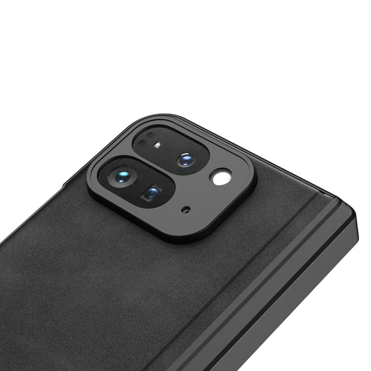 For Google Pixel 9 Pro Fold GKK Integrated Frosted Fold Hinge Leather Phone Case with Holder