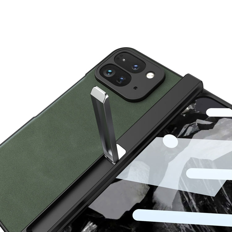 For Google Pixel 9 Pro Fold GKK Integrated Frosted Fold Hinge Leather Phone Case with Holder