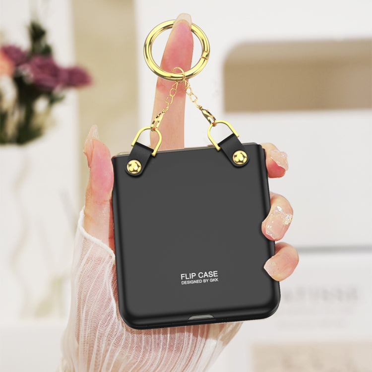 For vivo X Flip GKK Integrated Necklace Hinged Flip Phone Case with Ring Holder