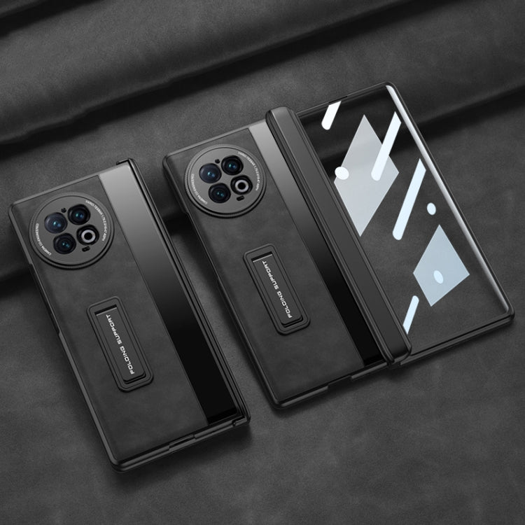 For vivo X Fold2 GKK Integrated Frosted Fold Hinge Leather Phone Case with Holder