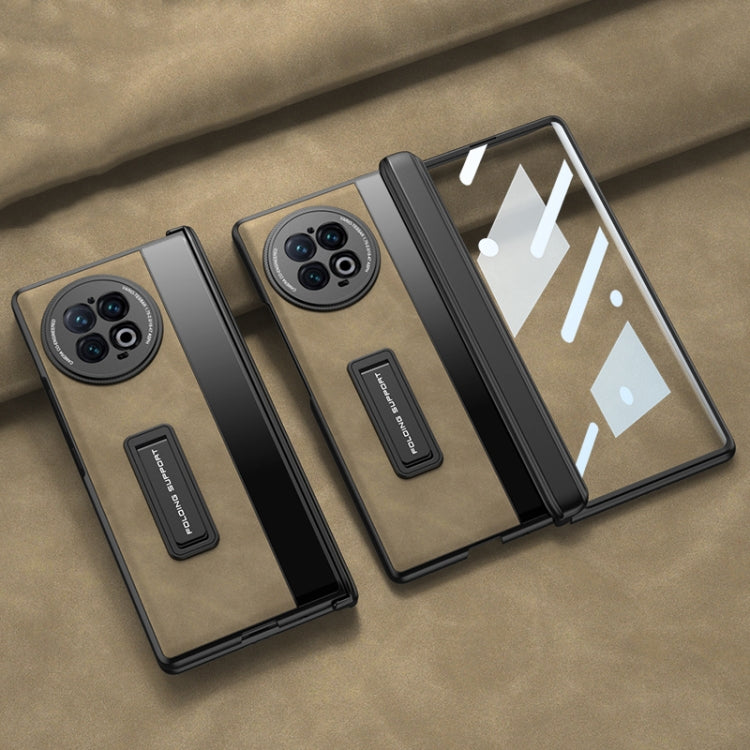 For vivo X Fold2 GKK Integrated Frosted Fold Hinge Leather Phone Case with Holder