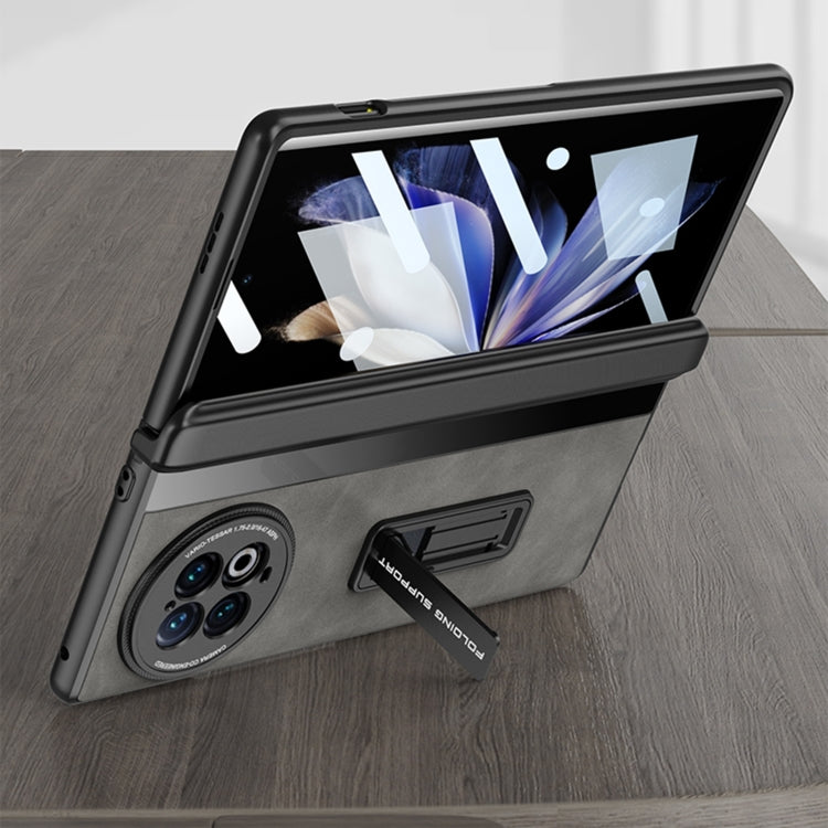 For vivo X Fold2 GKK Integrated Frosted Fold Hinge Leather Phone Case with Holder