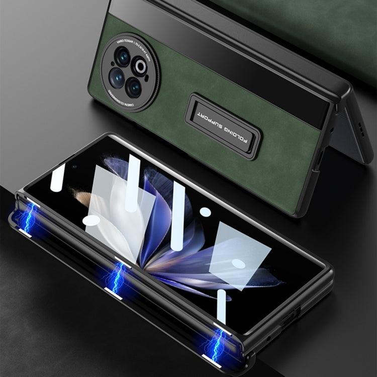 For vivo X Fold2 GKK Integrated Frosted Fold Hinge Leather Phone Case with Holder