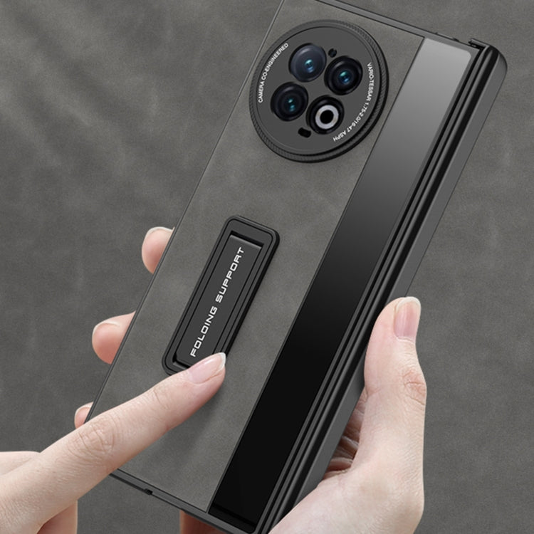 For vivo X Fold2 GKK Integrated Frosted Fold Hinge Leather Phone Case with Holder