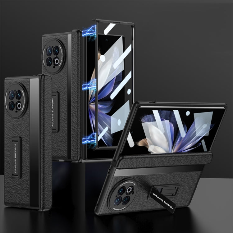 For vivo X Fold2 GKK Integrated Fold Hinge Leather Phone Case with Holder
