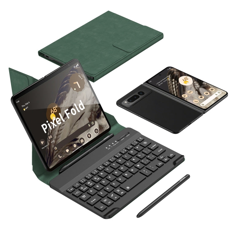 For Google Pixel Fold GKK Magnetic Folding Bluetooth Keyboard Leather Case with Pen + Keyboard + Case