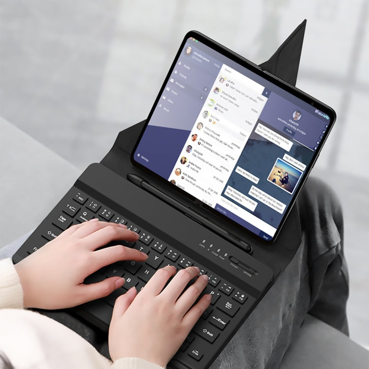 For Google Pixel Fold GKK Magnetic Folding Bluetooth Keyboard Leather Case with Pen + Keyboard + Case