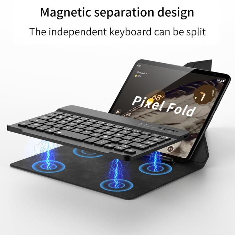 For Google Pixel Fold GKK Magnetic Folding Bluetooth Keyboard Leather Case with Pen + Keyboard + Case