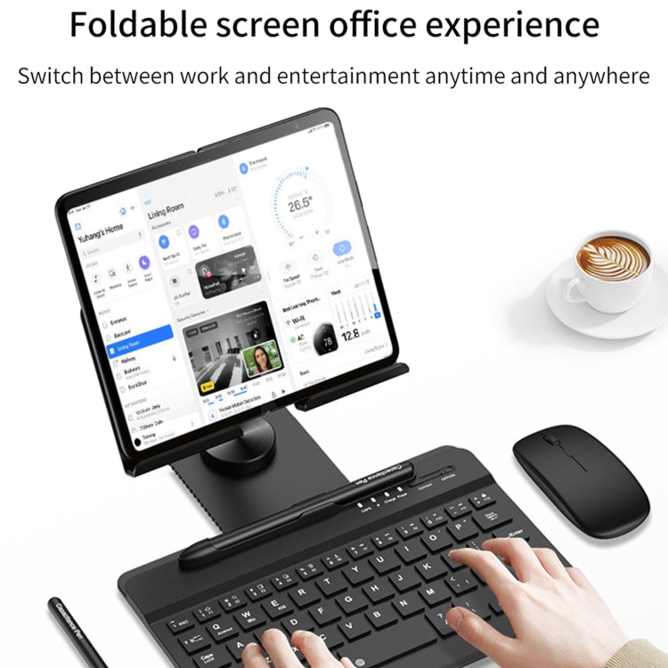 For Google Pixel Fold GKK Folding Bluetooth Keyboard Holder with Pen + Holder + Keyboard + Mouse