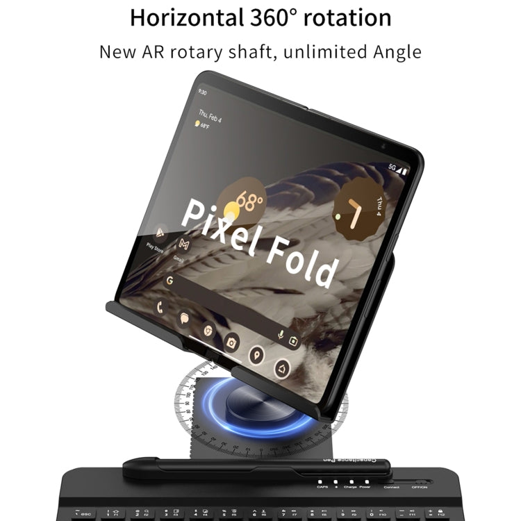 For Google Pixel Fold GKK Folding Bluetooth Keyboard Holder with Pen + Holder + Keyboard + Mouse