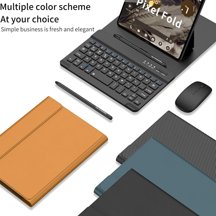 For Google Pixel Fold GKK Gear Adjustment Bluetooth Keyboard Leather Case with Pen + Keyboard + Mouse + Case