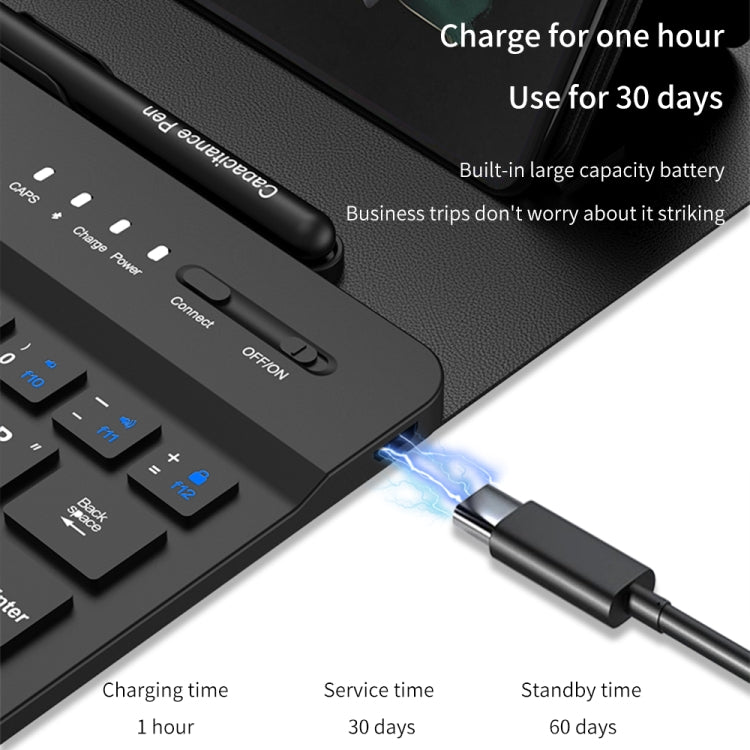For Google Pixel Fold GKK Gear Adjustment Bluetooth Keyboard Leather Case with Pen + Keyboard + Mouse + Case