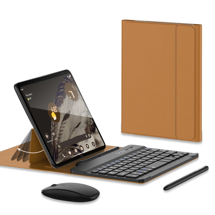 For Google Pixel Fold GKK Gear Adjustment Bluetooth Keyboard Leather Case with Pen + Keyboard + Mouse + Case