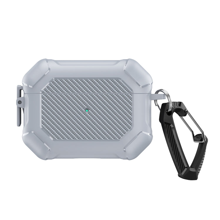 For AirPods Pro 2 Carbon Brazing Dimension TPU+PC Headphone Protective Cover with Switch Lock & Carabiner
