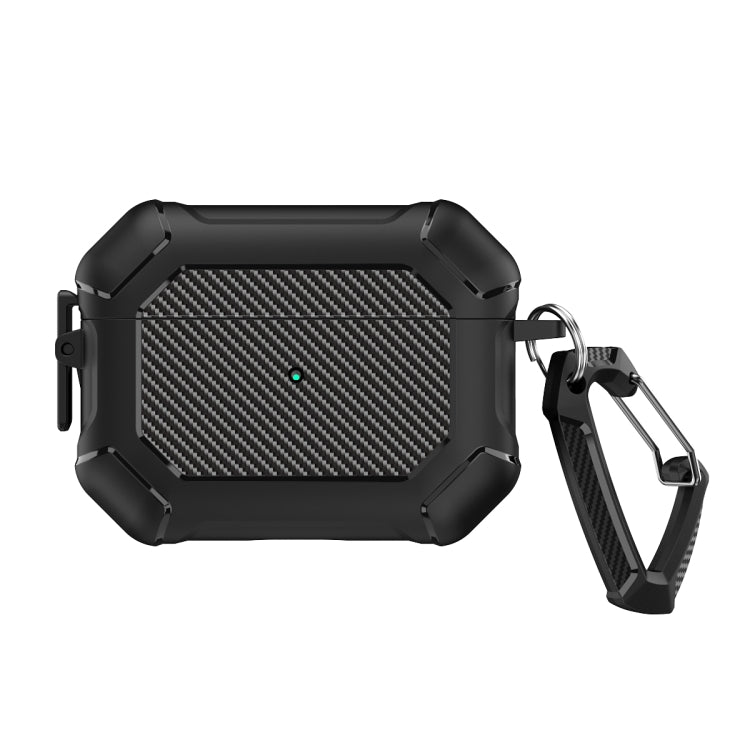 For AirPods Pro 2 Carbon Brazing Dimension TPU+PC Headphone Protective Cover with Switch Lock & Carabiner