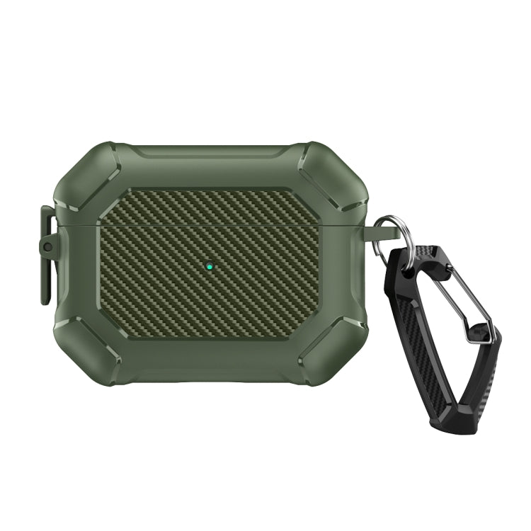 For AirPods Pro 2 Carbon Brazing Dimension TPU+PC Headphone Protective Cover with Switch Lock & Carabiner