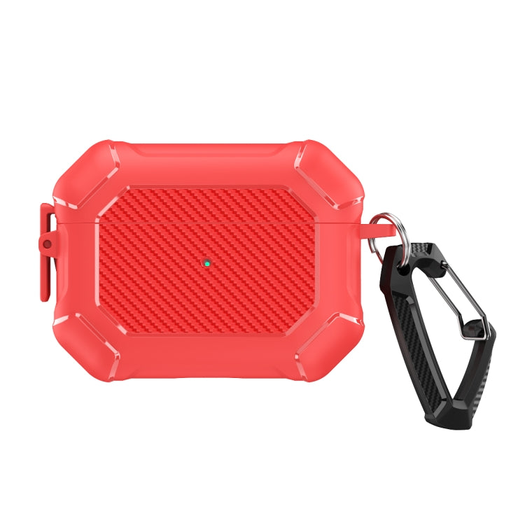 For AirPods Pro 2 Carbon Brazing Dimension TPU+PC Headphone Protective Cover with Switch Lock & Carabiner