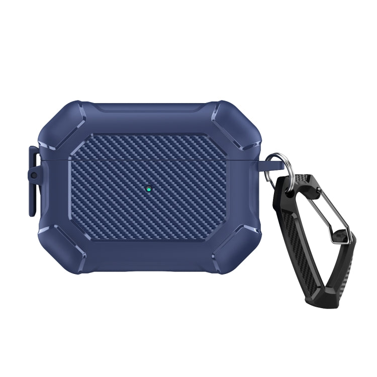 For AirPods Pro 2 Carbon Brazing Dimension TPU+PC Headphone Protective Cover with Switch Lock & Carabiner