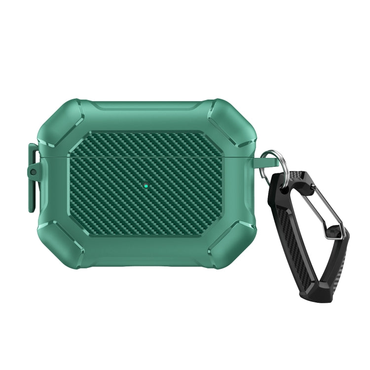 For AirPods Pro 2 Carbon Brazing Dimension TPU+PC Headphone Protective Cover with Switch Lock & Carabiner