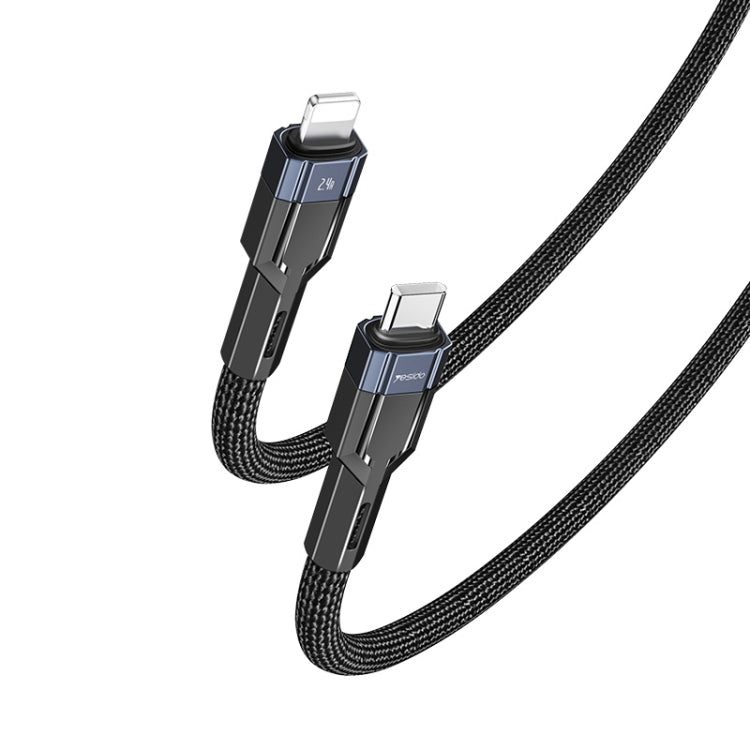 YESIDO CA107 1.2m 2.4A USB-C / Type-C to 8 Pin OD0.6 Charging Data Cable(Black+Blue)