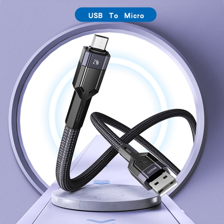 YESIDO CA106 1.2m 2.4A USB to Micro USB OD0.6 Charging Data Cable(Black)