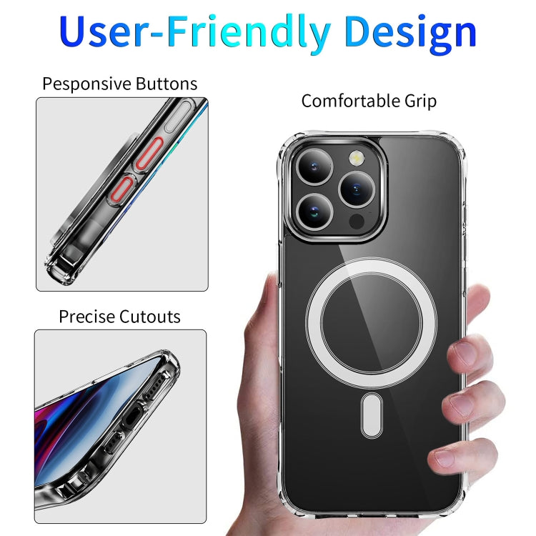 For iPhone 16 Pro Max Four Corner Airbags MagSafe Magnetic Phone Case - Transparent