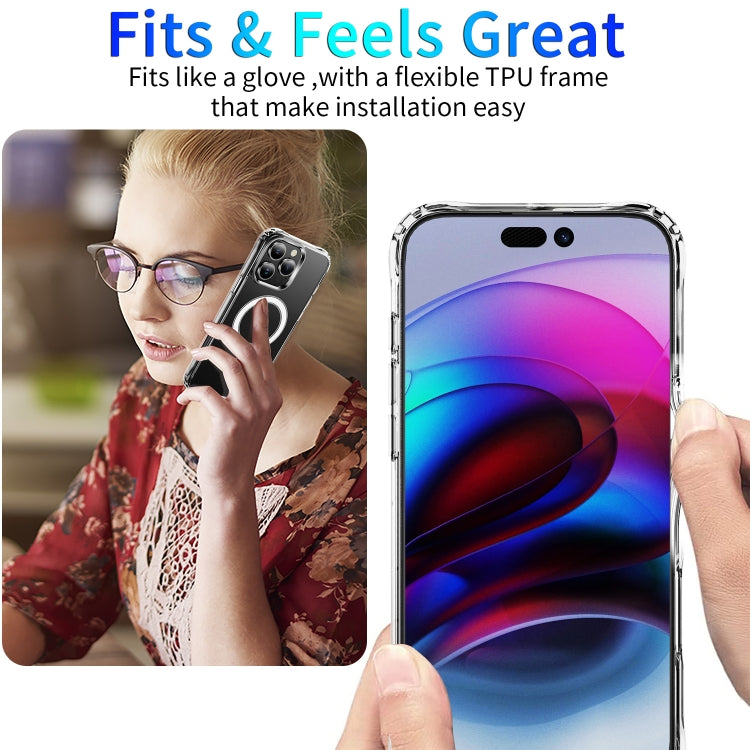 For iPhone 16 Pro Max Four Corner Airbags MagSafe Magnetic Phone Case - Transparent
